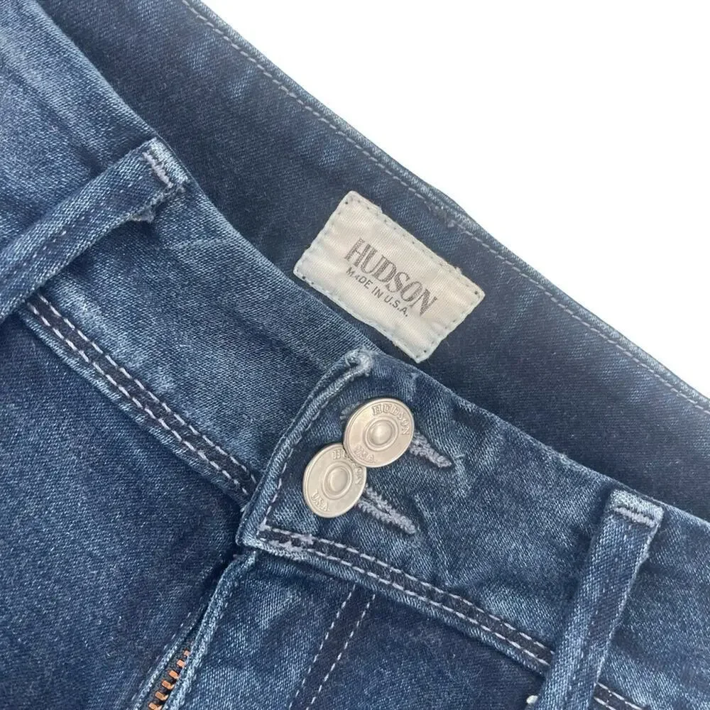 HUDSON Dark wash denim shorts raw hem size 29